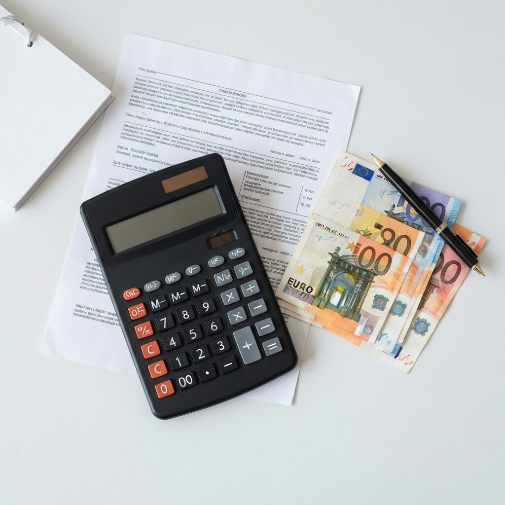 Calculatrice et documents fiscaux