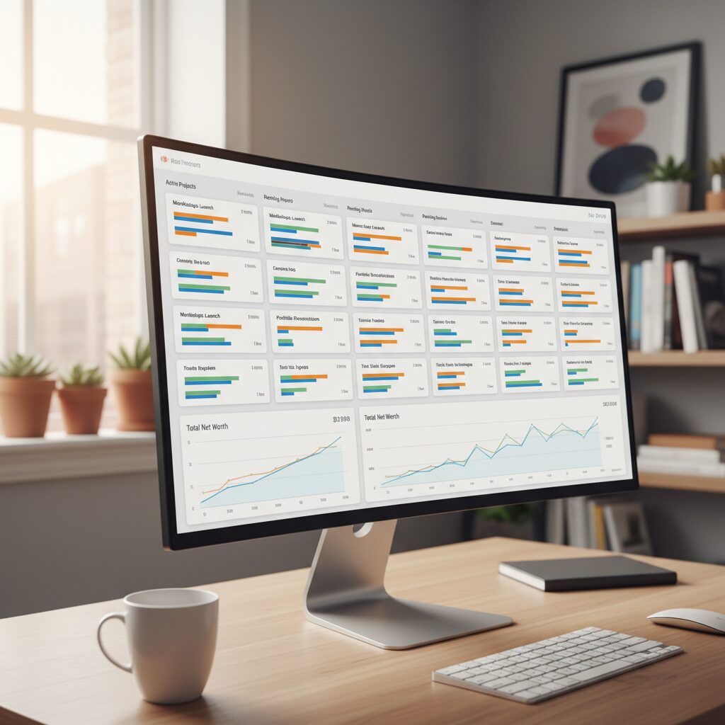 Écran d'ordinateur affichant un tableau de bord d'investissement