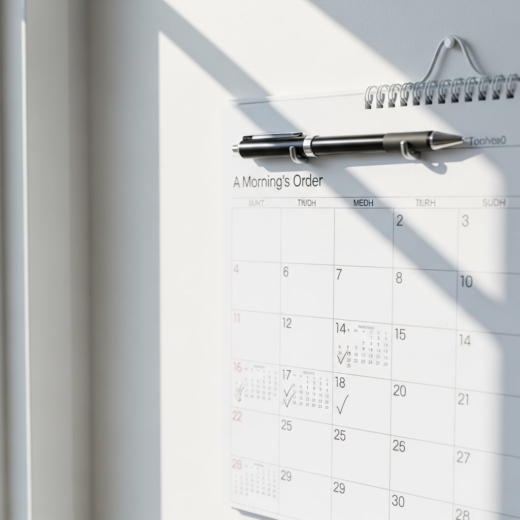 Calendrier avec des dates cochées et un stylo