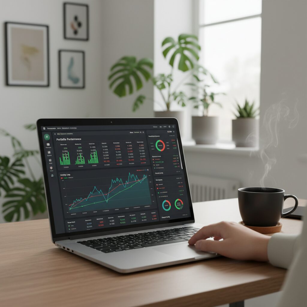 Écran d'ordinateur affichant un compte PEA avec graphiques de performance
