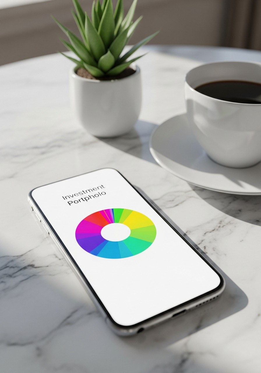 Smartphone affichant un portefeuille d'investissement