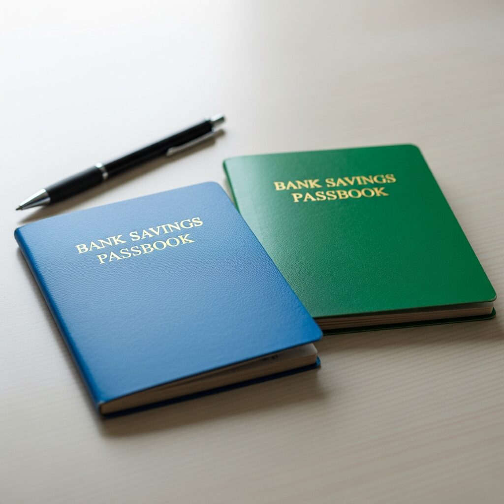 Deux carnets d'épargne côte à côte