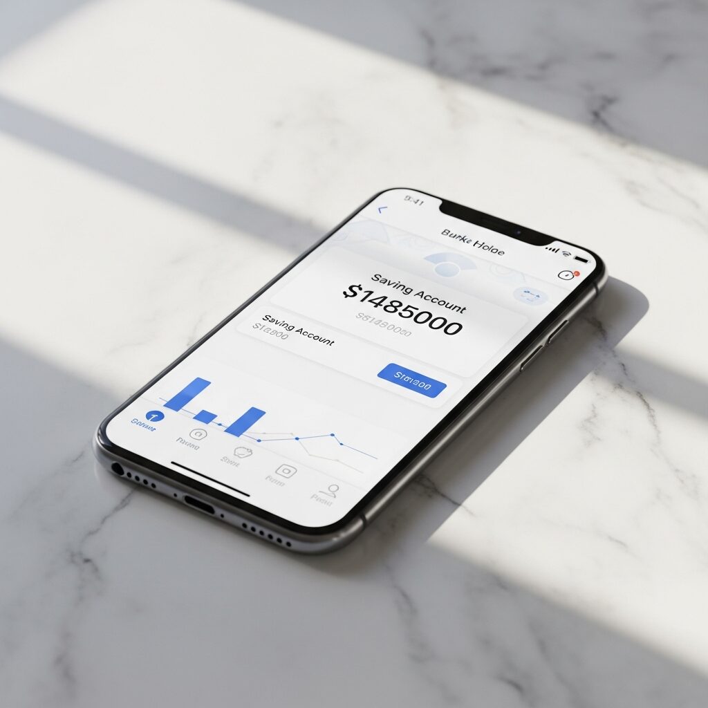 Application bancaire montrant un solde d'épargne
