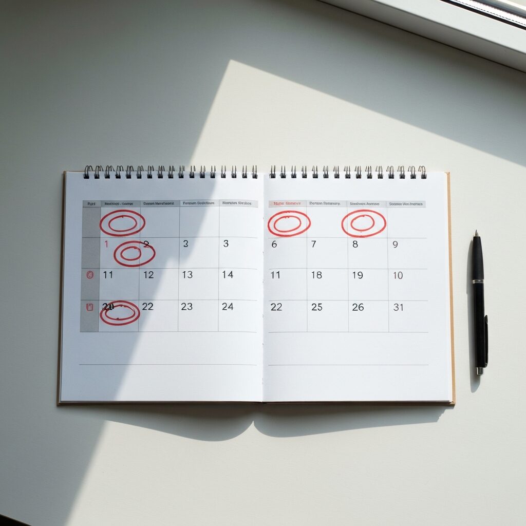 Calendrier avec dates entourées