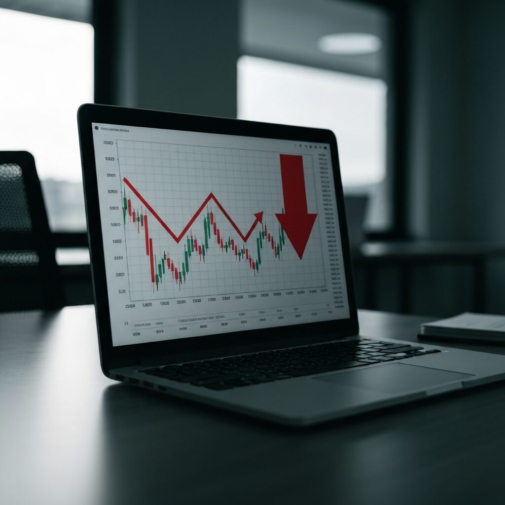 Graphique descendant symbolisant la baisse des taux