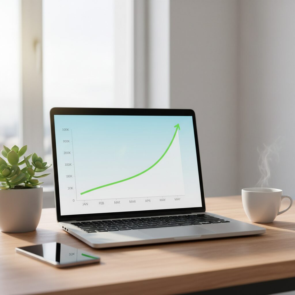 Graphique de performance financière affiché sur un écran d'ordinateur