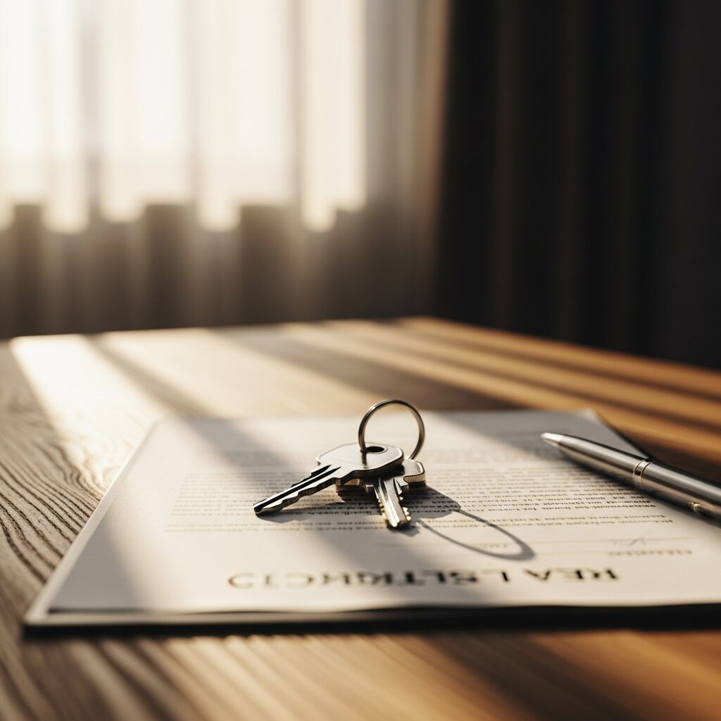 Clés de maison posées sur un contrat immobilier