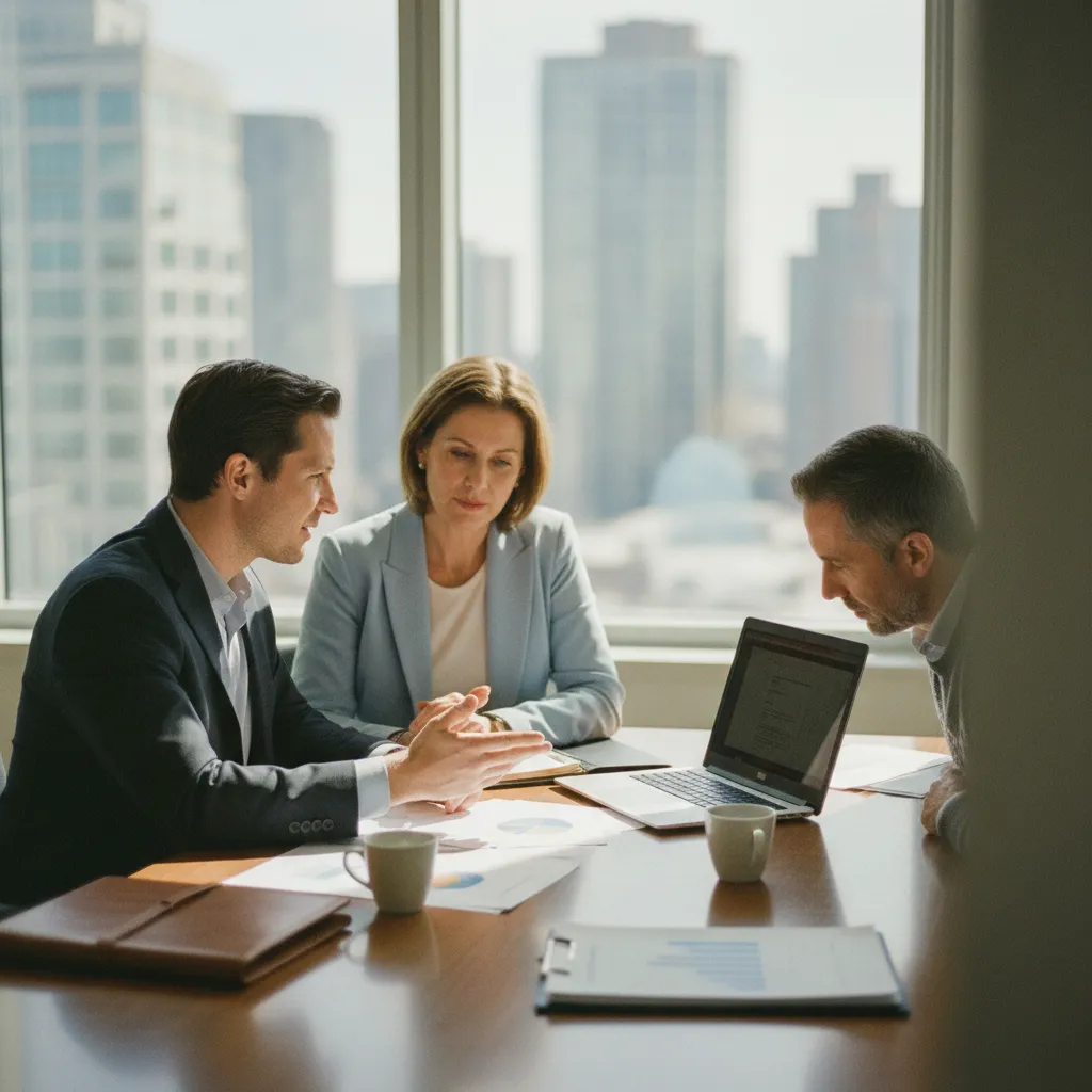 Un conseiller patrimonial aide à évaluer la rentabilité prévisionnelle d'un achat en viager