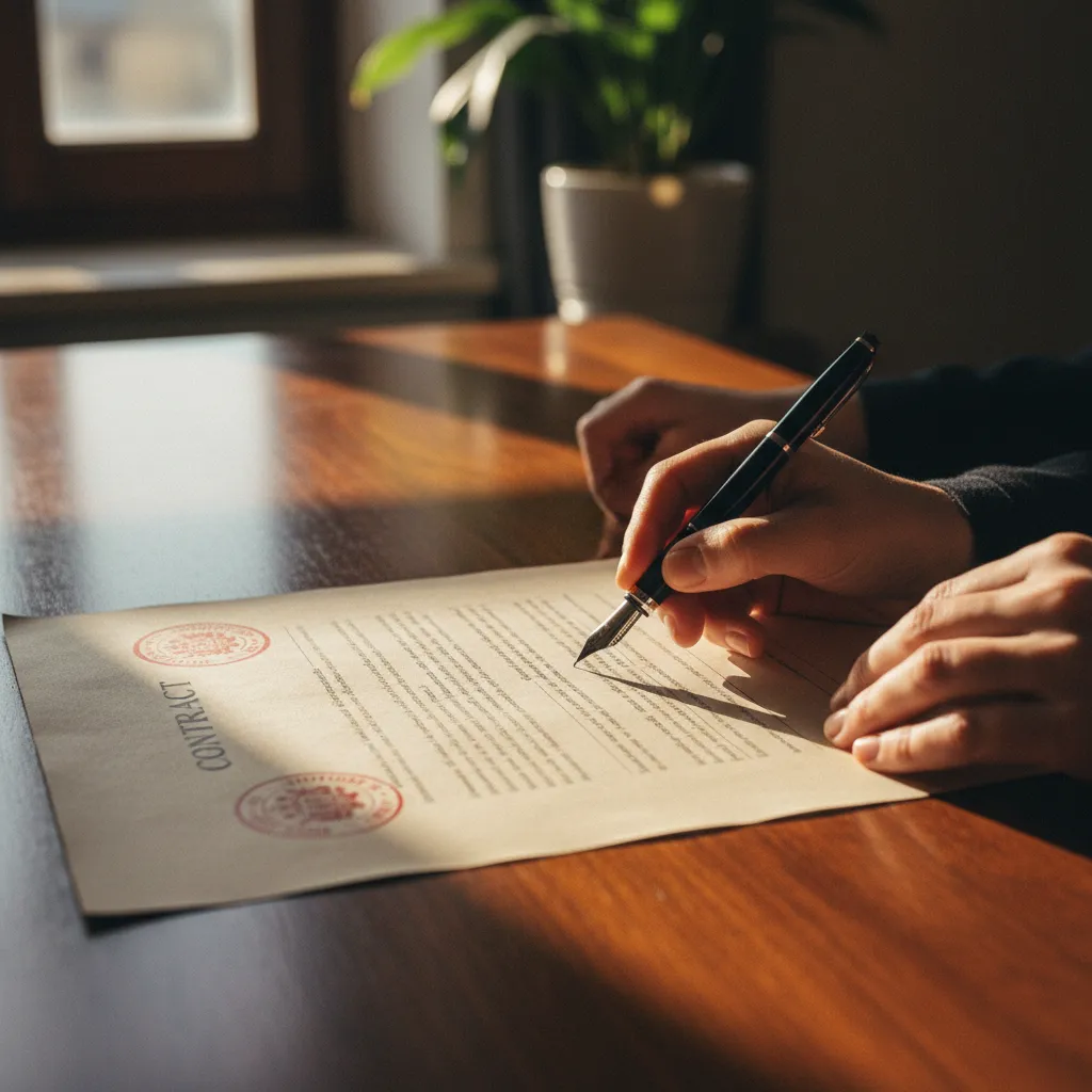 La signature de l'acte authentique chez le notaire officialise la vente en viager