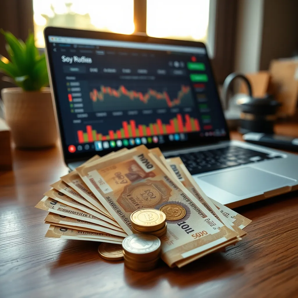 Roupies indiennes et suivi de portefeuille ETF sur ordinateur portable