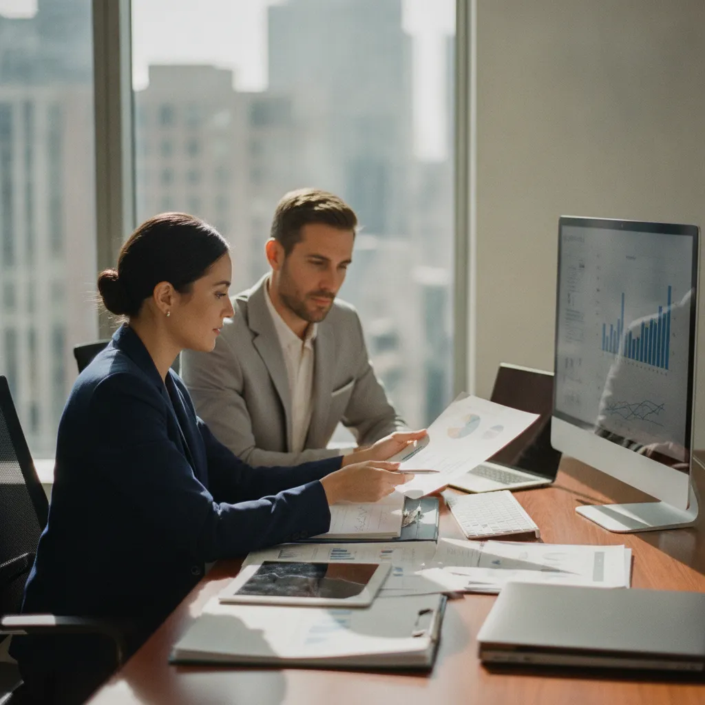 Un conseiller patrimonial analyse les risques d'un portefeuille de SCPI avec son client