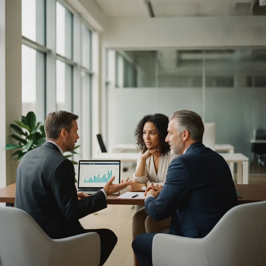Un conseiller en gestion de patrimoine analyse les avantages des SCPI avec ses clients
